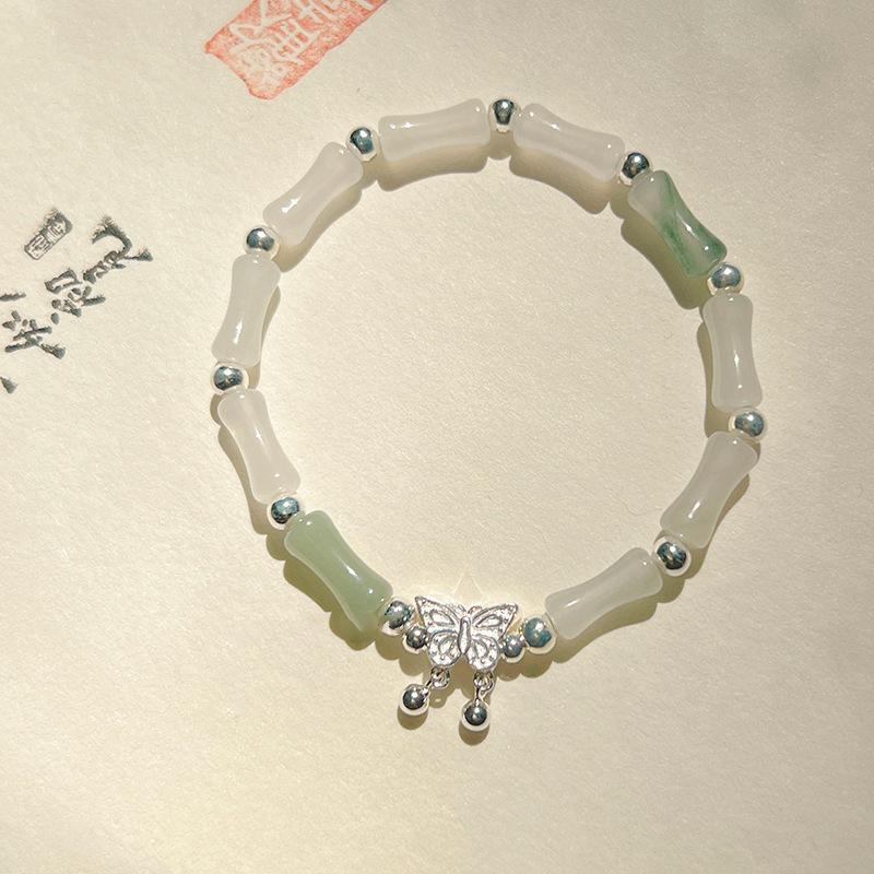 

Бамбуковый браслет с бабочкой Женский простой ручной работы на эластичной веревке браслет с бусинами