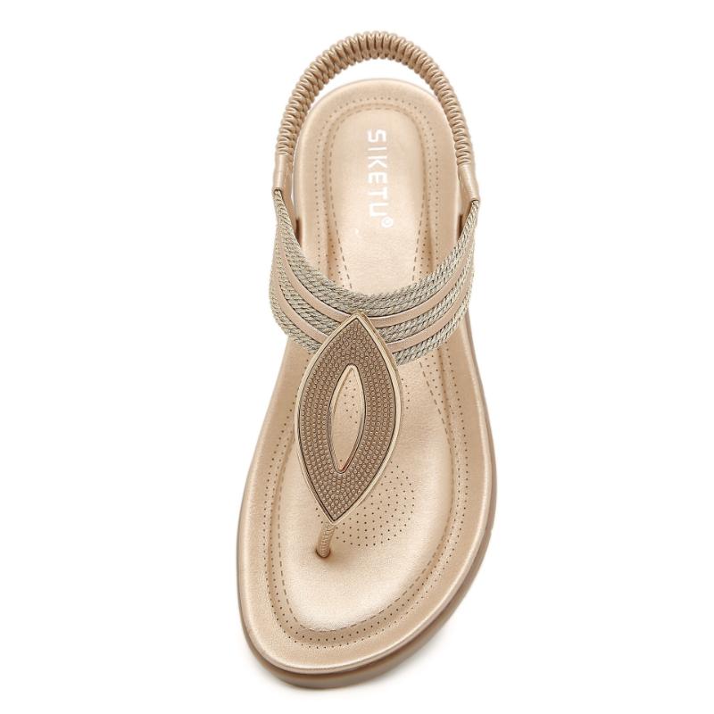 Fashion New Retro 2025 Fashion Soft Bottom Sandals Bohemian Weaving Comfortable Round Head Seaside Vacation Large Size Skirt Elastic