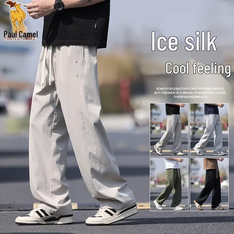 Paul Camel Men's Summer Loose Fit Straight-Leg Casual Pants