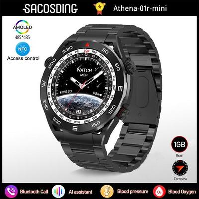 SACOSDING 1 ГБ Локальная память Музыка Bluetooth Вызов NFC Смарт-часы 485 * 485 OLED 1,5 ''HD Большой экран Умные часы SOS Вызов Компас Спортивные часы