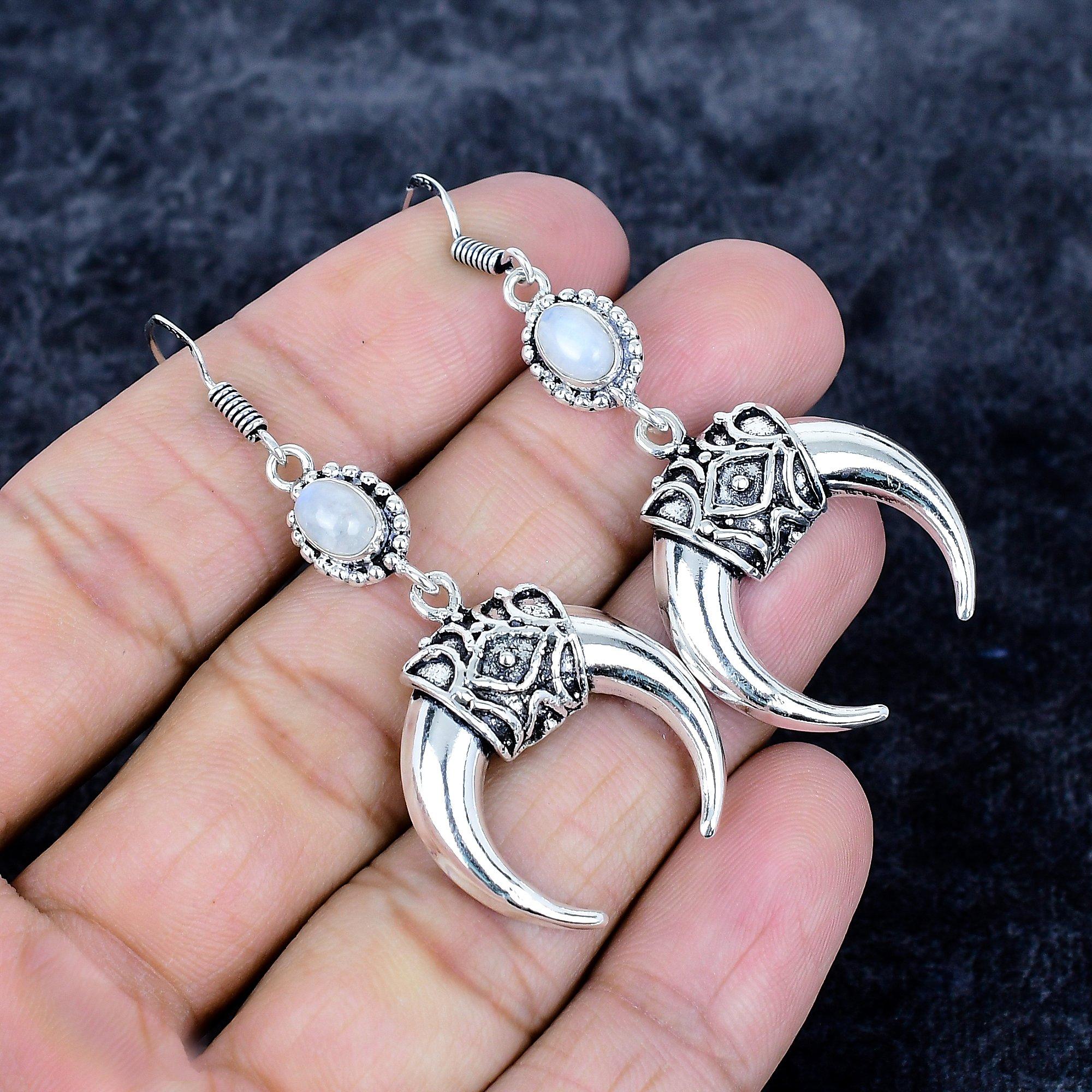 

Райдужний Місячний Камінь Самоцвіт Срібло 925 Стерлінгове Ювелірна Сережка 2.36 MM-3474