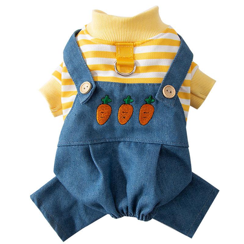 New pet clothes puppy dog autumn and winter thin four-legged clothes leash overalls teddy bear clothing