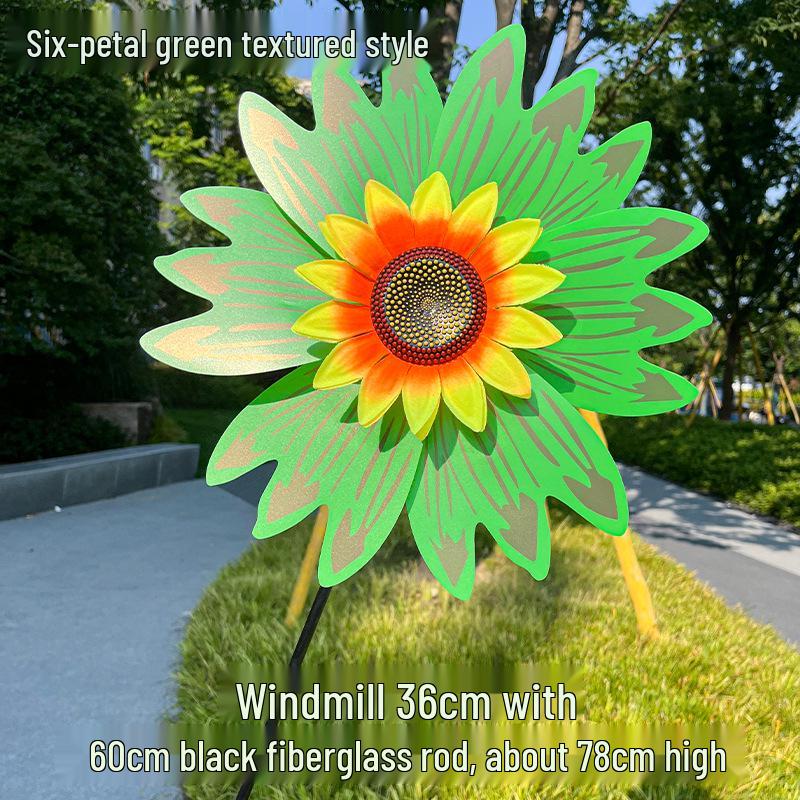 Children's Double-Layer Rotating Sunflower Pinwheel Outdoor Decoration