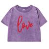 Art Love Word Nadruk T-Shirt Retro Damska Letnia Moda Prane T-Shirty Bawełna Krótki Rękaw Fitness Koszulka