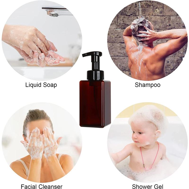 Square Transparent Foam Bottle Liquid Soap Whipping Mousse Point Bottled Shampoo Bath Gel Foam Storage Bottle
