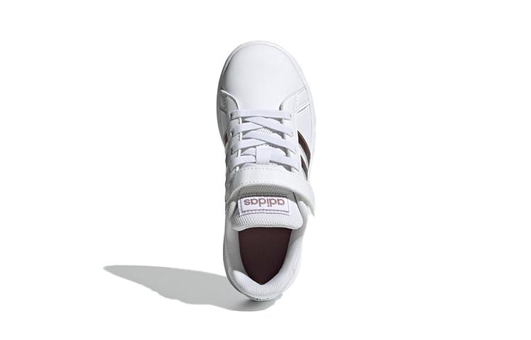 adidas Neo GRAND COURT Low Top Kids' Skateboarding Shoes White Gold Children Aged 3 7 Years Old EF0107