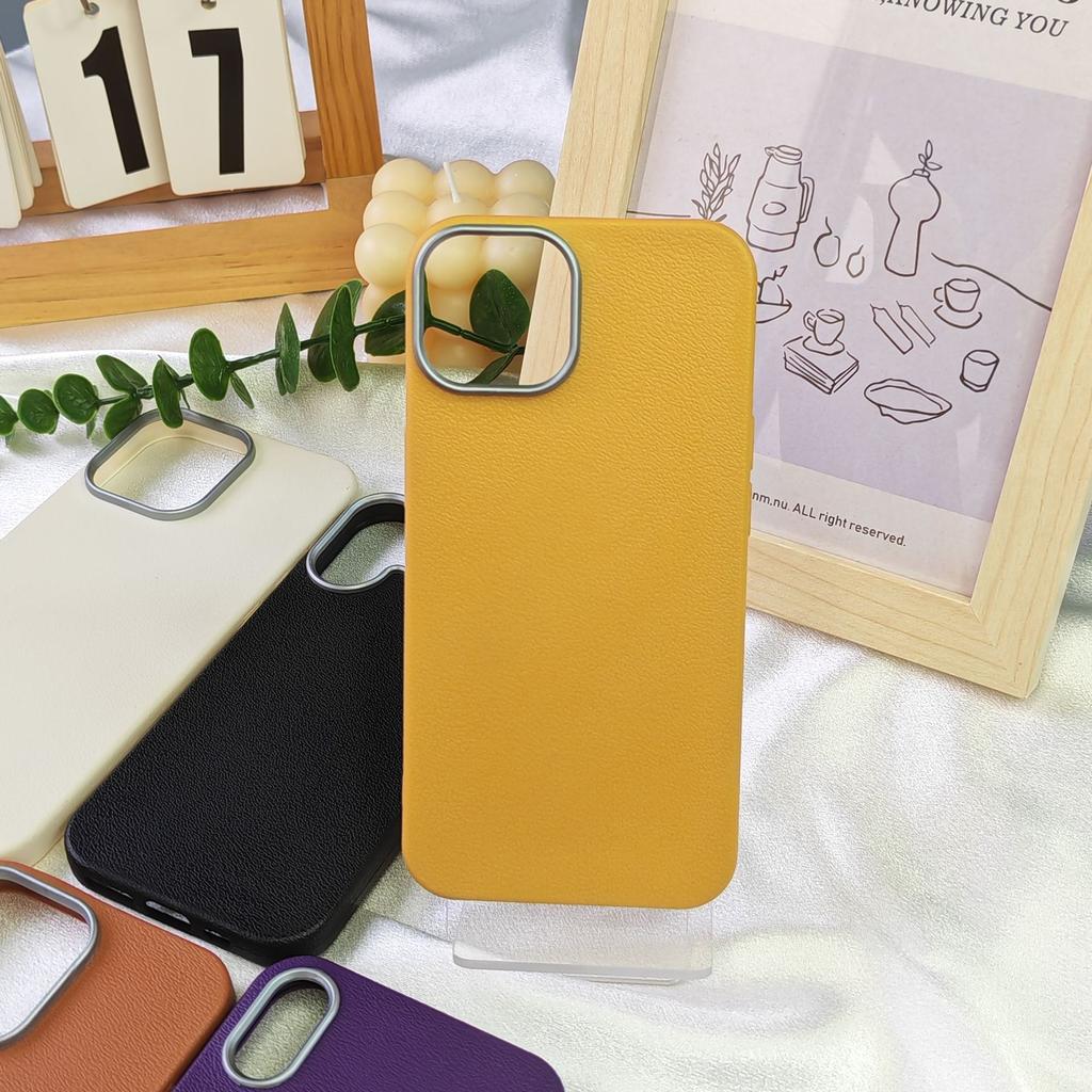 Photo Frame Leather Texture Case Ins Style Suitable for Apple 16 Pro Max Internet Celebrity Apple 15 Pro Full Protection Shockproof Phone Case