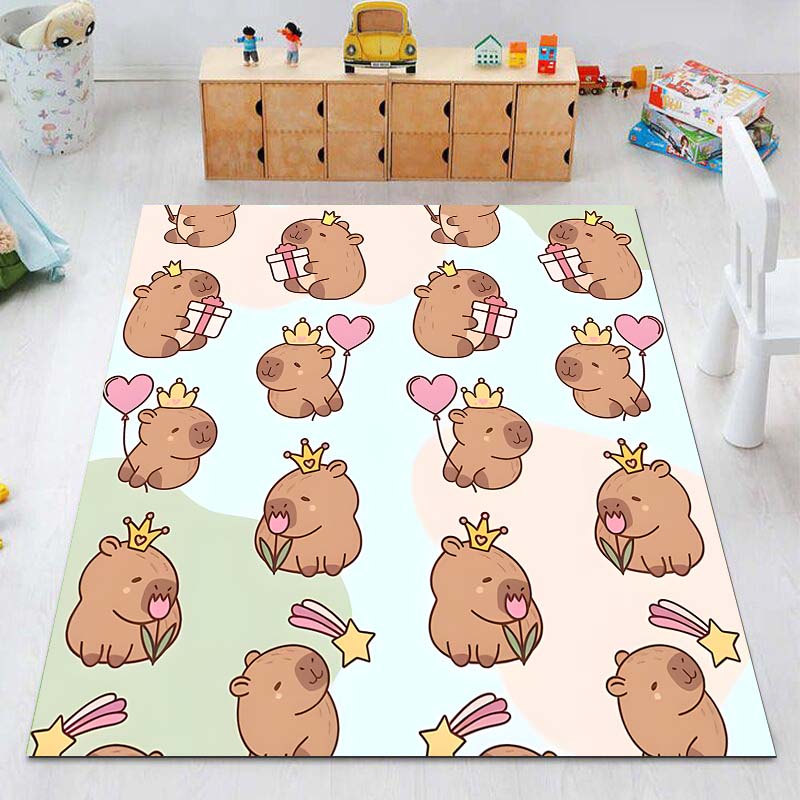 New Cute Capybara Cartoon Print Rug Carpets for Bedroom Living Room Sofa Mat Door Mat Dressing Room Rugs for Gifts