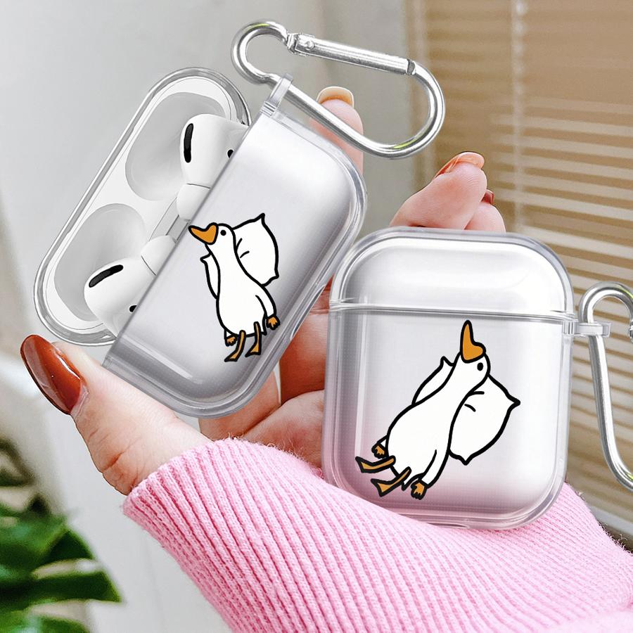 Cute DUCK Case For Airpods 2 1 Pro2 4 Pro Pro3 3 Clear Earphone Cases Cover