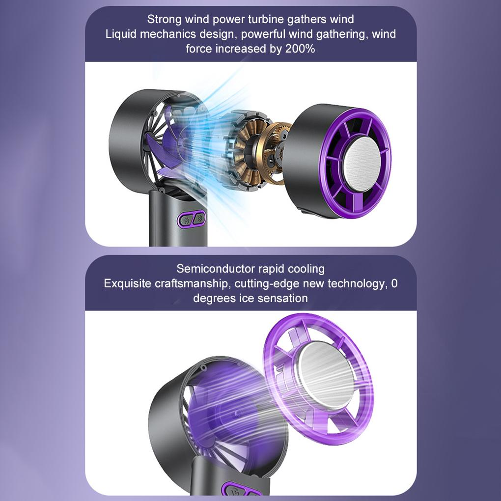 Strong Wind Power Handheld Ice Pack Fan With Turbofan Blades Semiconductor Refrigeration Fan USB