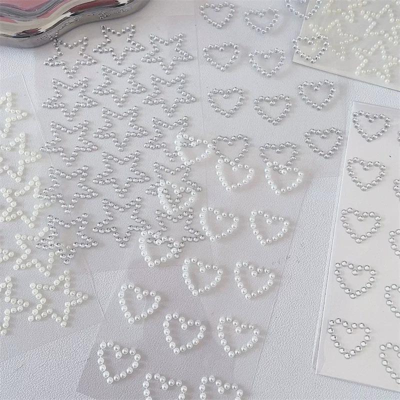 Beautiful Shiny Crystal Rhinestones Pearl Star 3D Stickers Scrapbook Phone Case DIY Decorations Dance Show Makeup Face Stickers