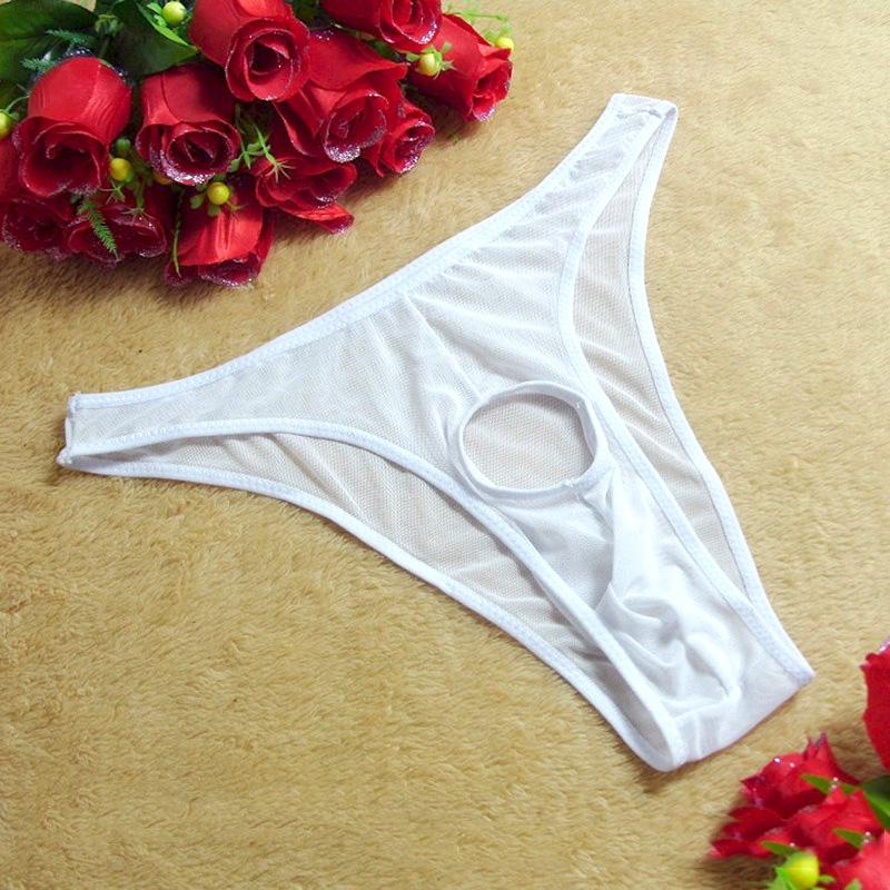 Sexy Mens Breathable Bikini Briefs Jockstrap Underpants with Hole Mesh Brief