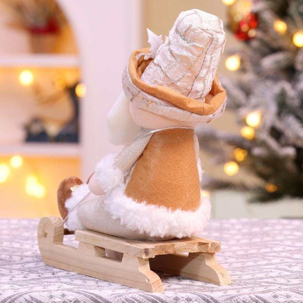 Cartoon Christmas Decorations Champagne Snowman Desktop Doll Sled Sitting Doll  Festive Decor
