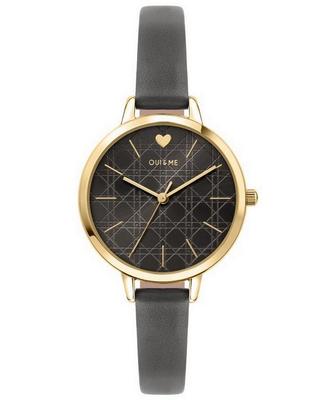 Petite Amourette Dunkelgraues Zifferblatt Lederarmband Quarz ME010150 Damenuhr