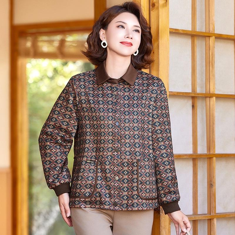 

Autumn 2026 Floral Print Loose Coat for Middle-Aged and Elderly Women 2XL