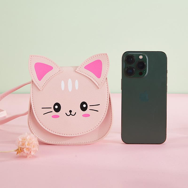New Cat-Themed Crossbody Bag Cute Cartoon Children'S Shoulder Bag Fashionable Accessory Bag For Little Girls Mini Coin Purse