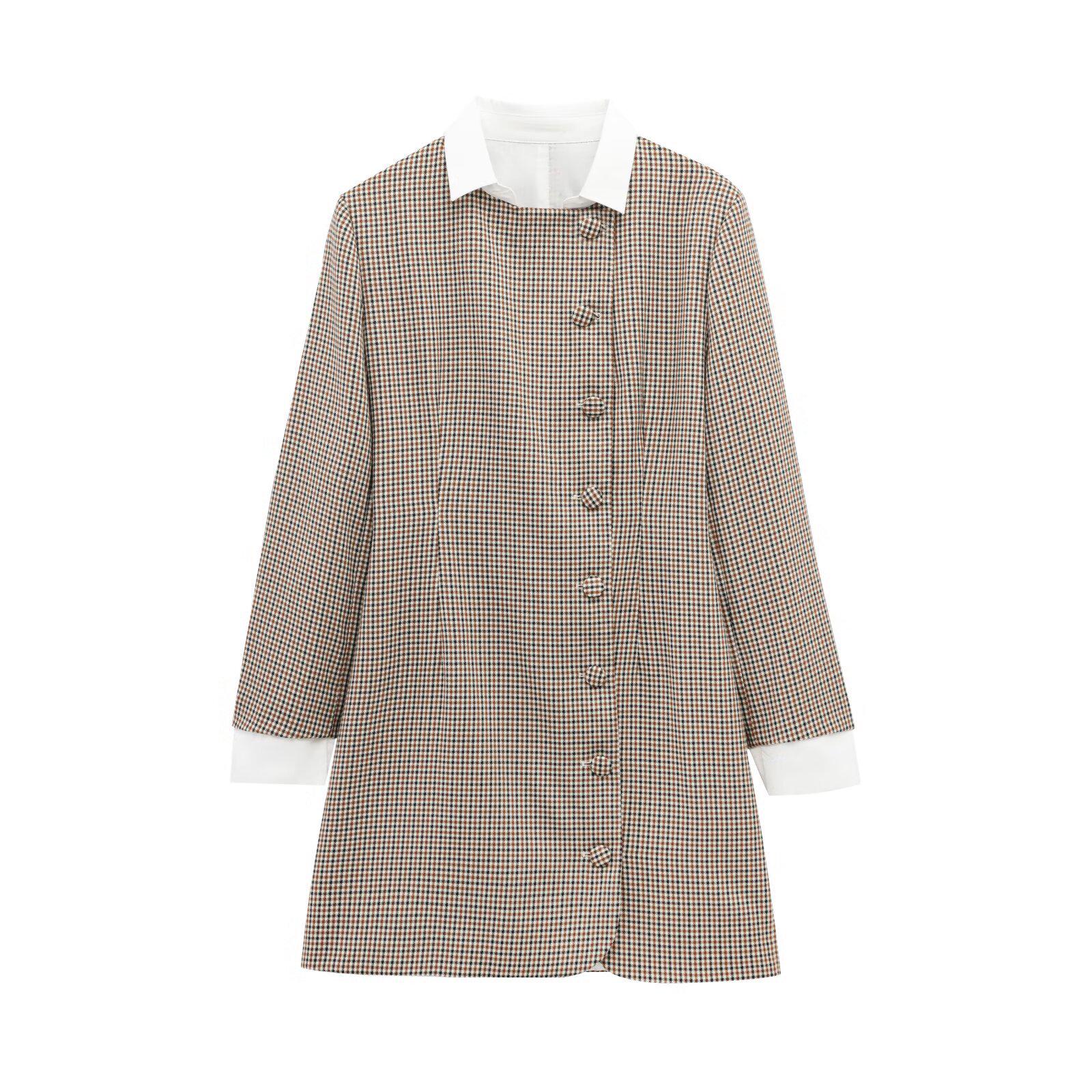 

Весна 2025 Женское платье в европейском и американском стиле, приталенное, с длинным рукавом и лацканами Medium