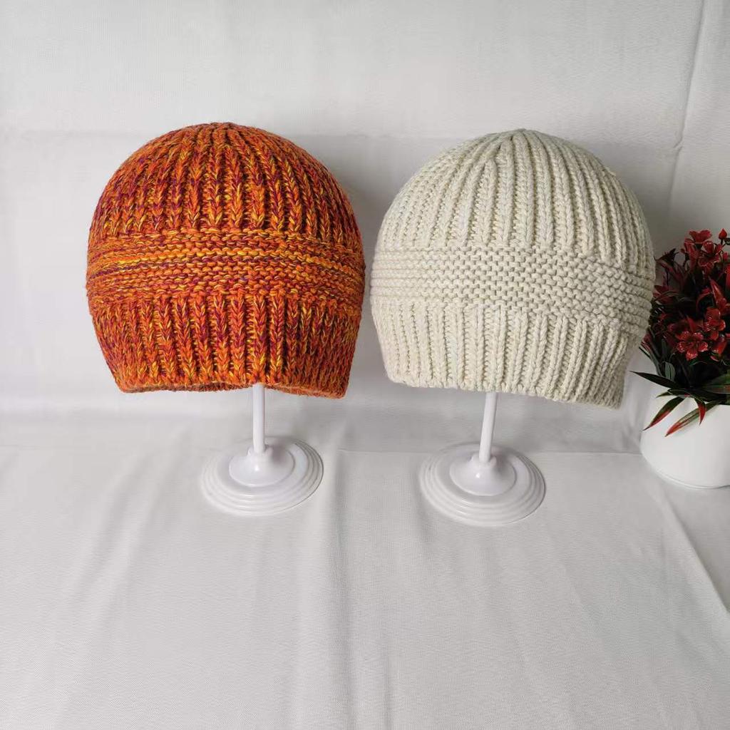 Mixed Color Thread Knitted Hat Women's Autumn and Winter Ins New Simple and Versatile Knitted Warm Wool Hat Cold Hat