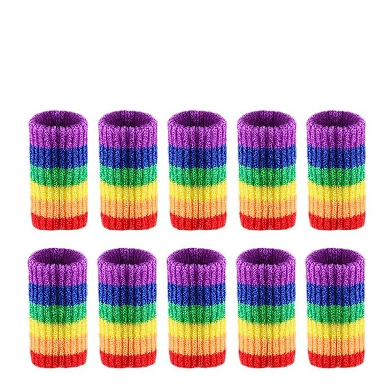 10pcs New Arrival Rainbow Finger Guards - Breathable Nylon Protective Sleeves for Sports, Basketball, Badminton