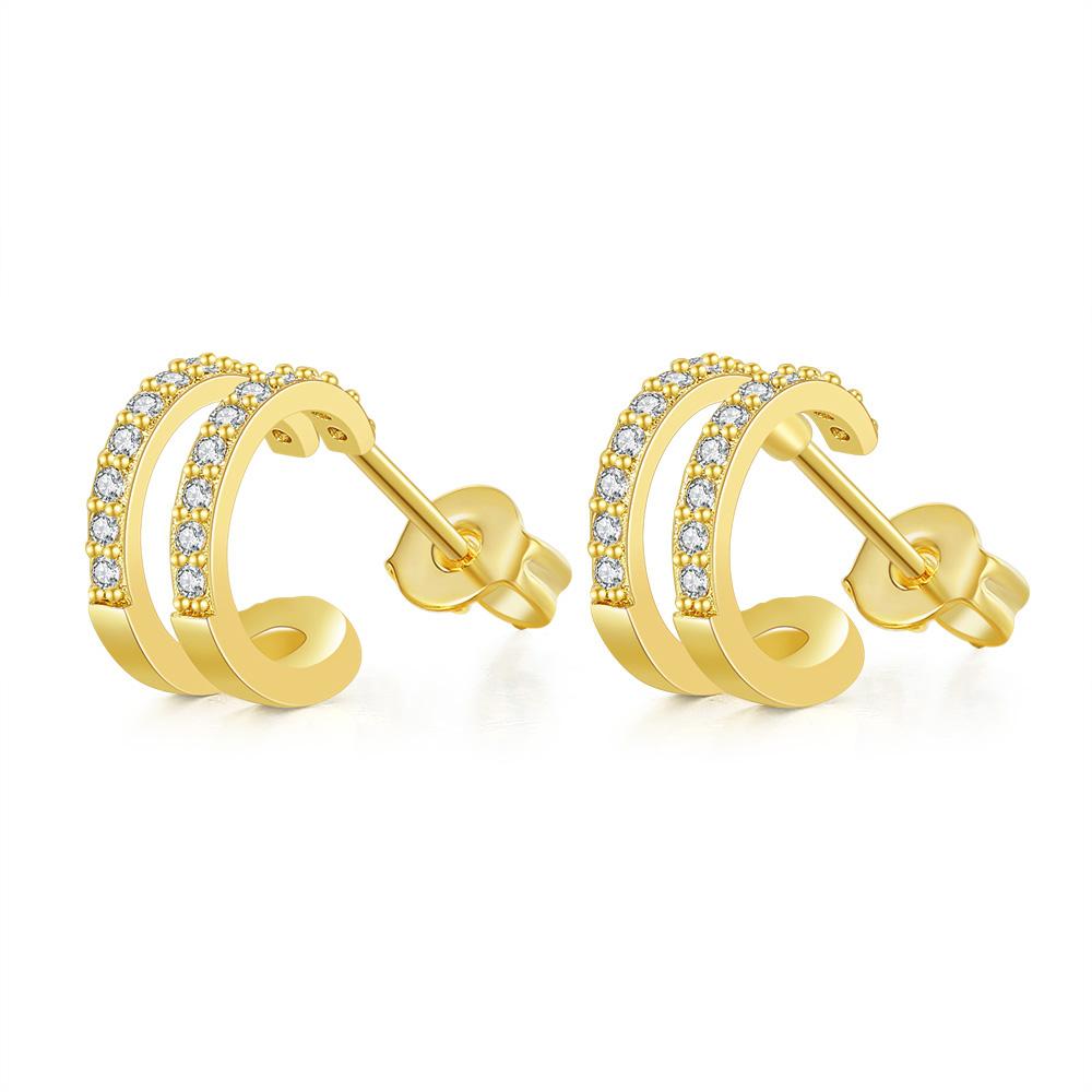 

Geometric Stud Earrings For Women Asymmetrical Gold Color Cartilage Piercing Earings Chic Zircon Accessories Gift KBE303