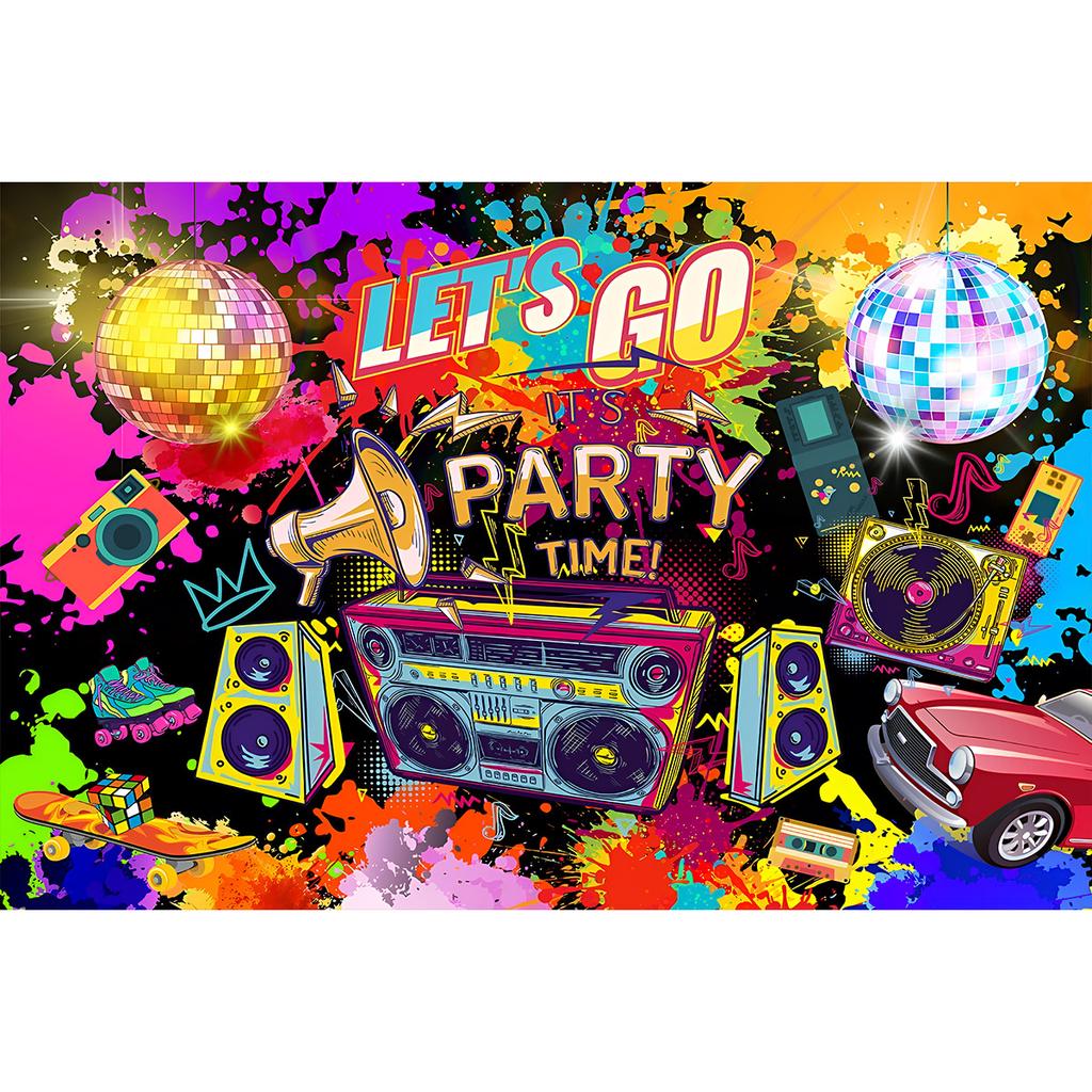 80er 90er Kulisse Partydekorationen Retro Hängendes Banner Zurück in die 80er 90er Hip Hop Graffiti Wand Fotokulisse Foto