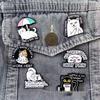 Broche Métallique en Forme de Chat avec Finition Peinte - Insigne Créatif Lettre Anglaise pour Sac à Dos ou Veste