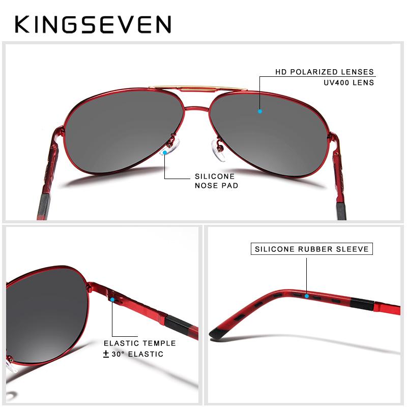 Kingseven Aluminium Magnesium Solbriller Polarized Menn Belegg Speil Briller Mann Briller