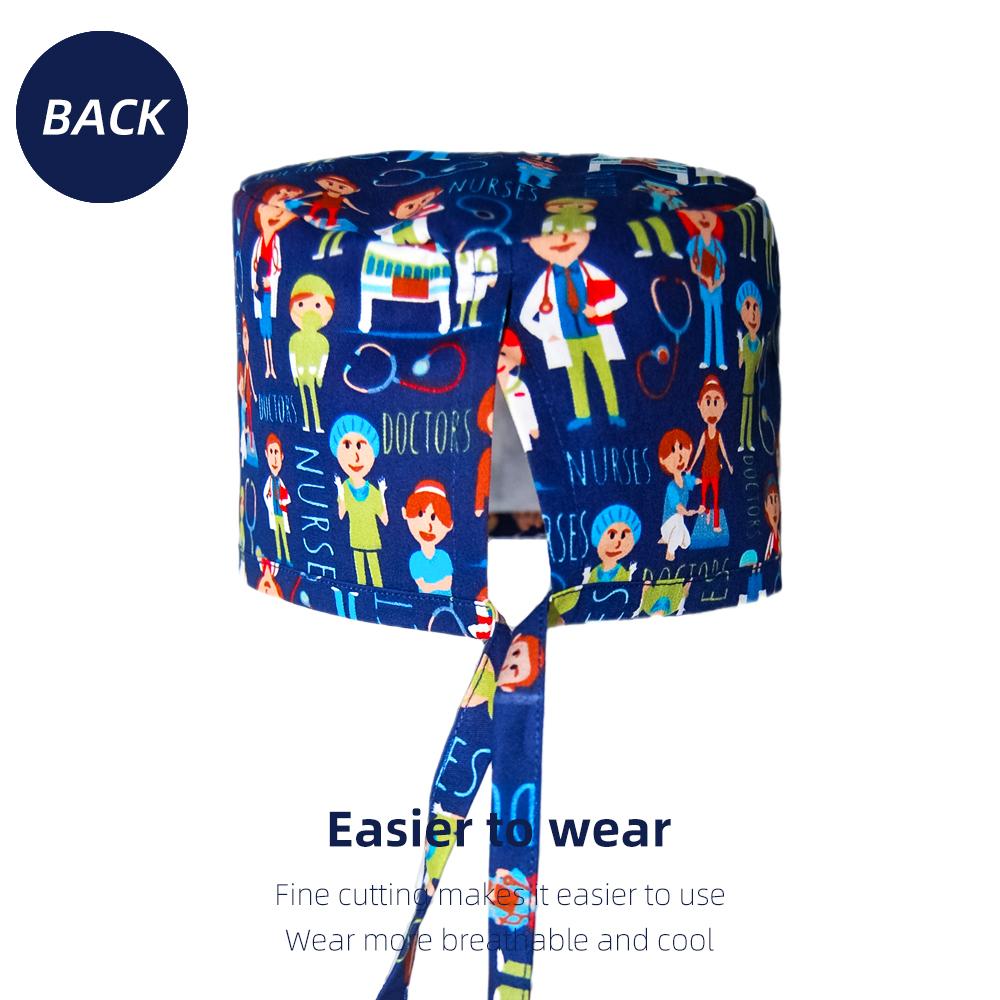 New Female Male Surgical Scrub Cap 100%Cotton Medical Nurse Doctor Hat Dentist Spa Lab Nursing Hats Unisex Hospital Surgeon Caps