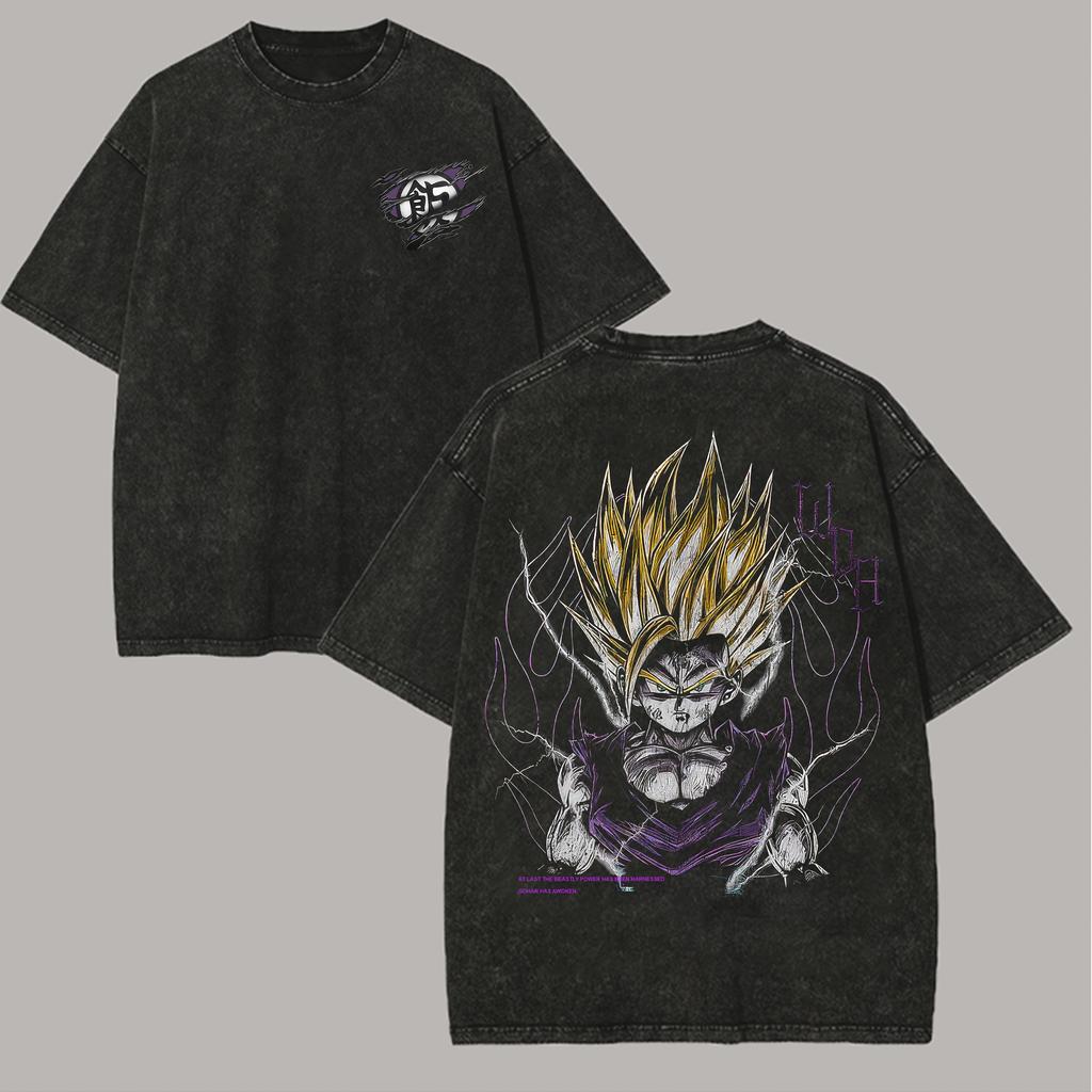 Dragon Ball Z Majin Vegeta Printed Unisex Washed T-Shirt Men Women Oversized Streetwear Short Sleeve Casual Female Male Clothing