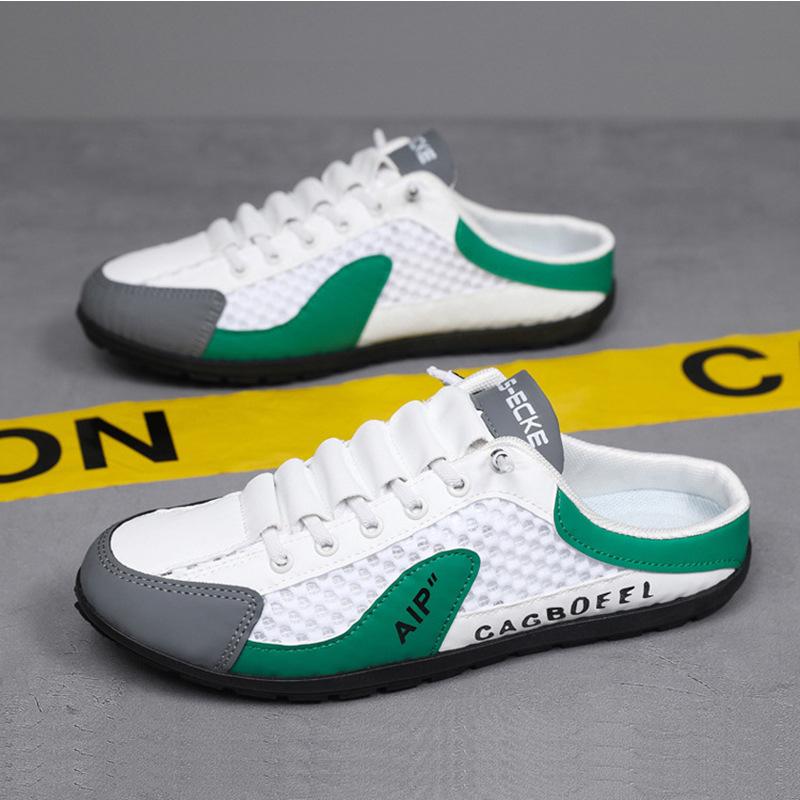 

Large size bag head half tray men s shoes summer new breathable mesh shoes men s half slippers one pedal lazy slippers 44