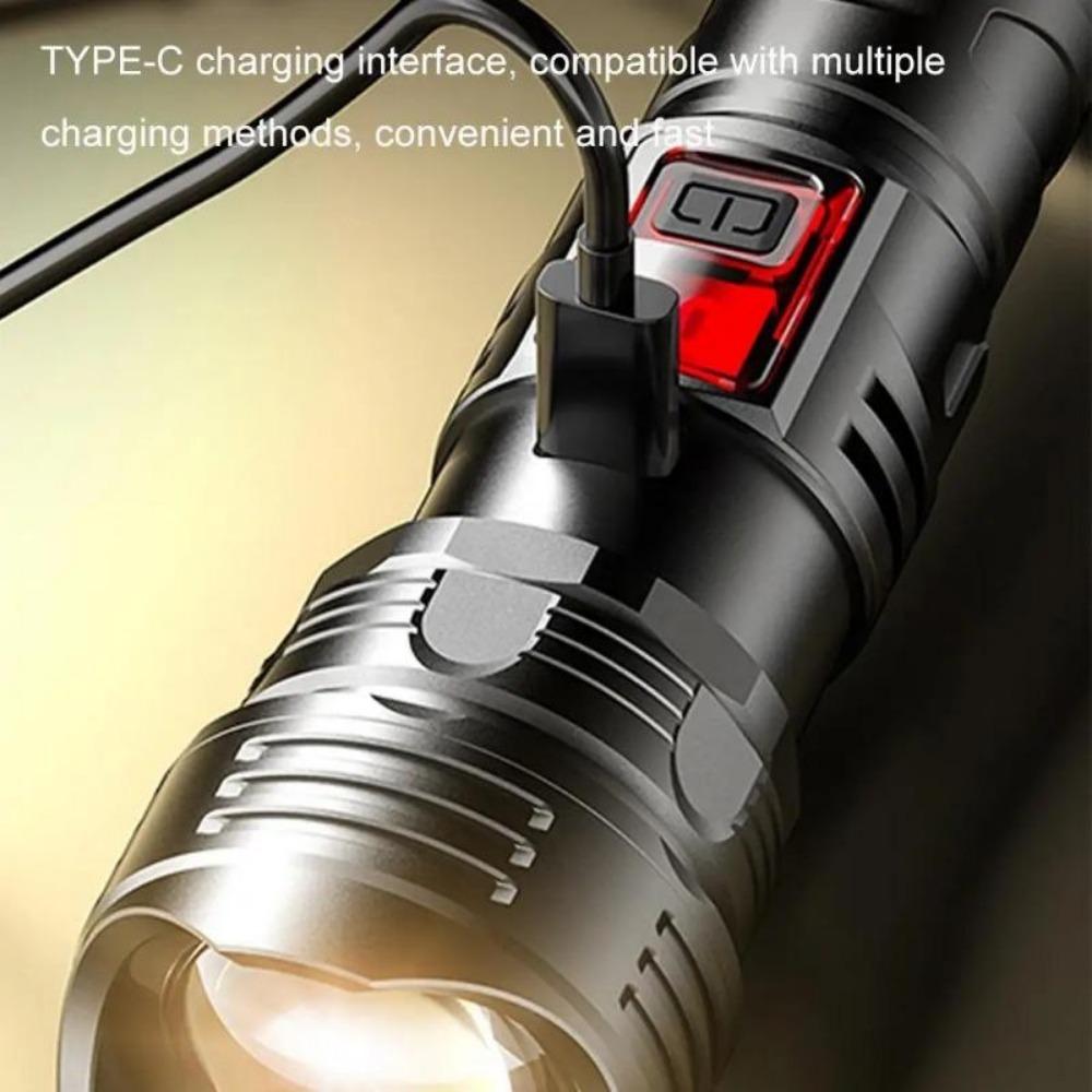 5000MAH Powerful LED Flashlight Ultra Bright  Light Emergency Spotlight Long Range Zoom Torch Fishing Lamp With Built-in Battery