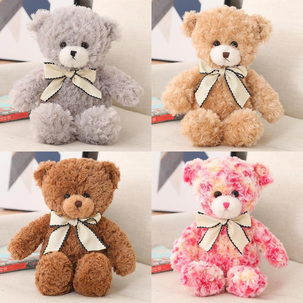 Colorful Ribbon Bow Teddy Bear Plush Toy Stuffed Animal Doll Decoration Gift