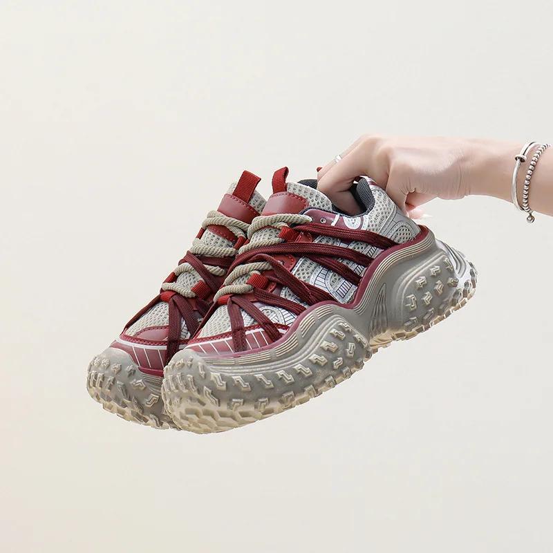 

2024 Горячий продавец Новая корейская версия Network Surface Low Help Daddy Shoes Женская дышащая студенческая обувь с увеличенным размером 35 красный