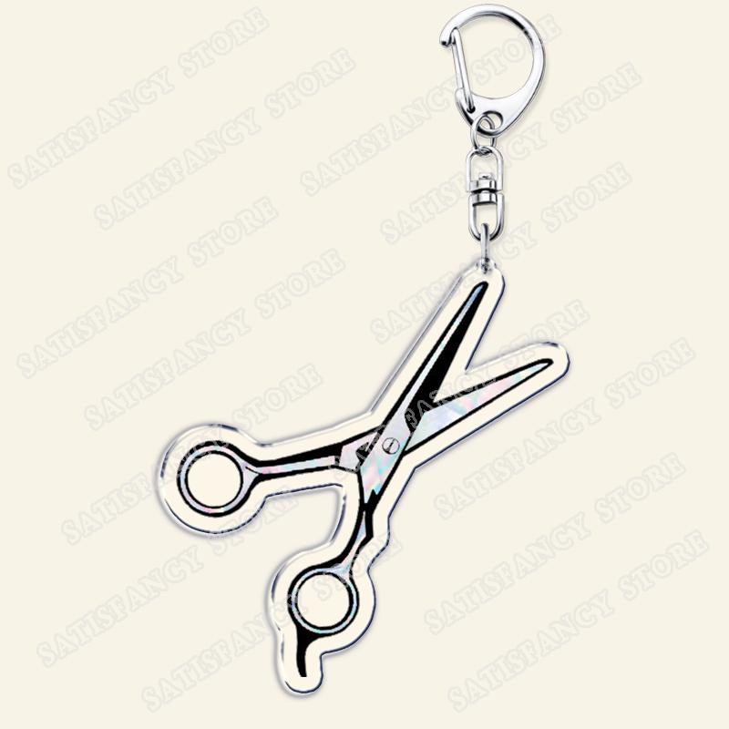 Barber Shop Keychains for Accessories Bag Barbershop Scissors Hairdresser Beard Hairstylist Keyrings Jewelry Friends Fans Gifts