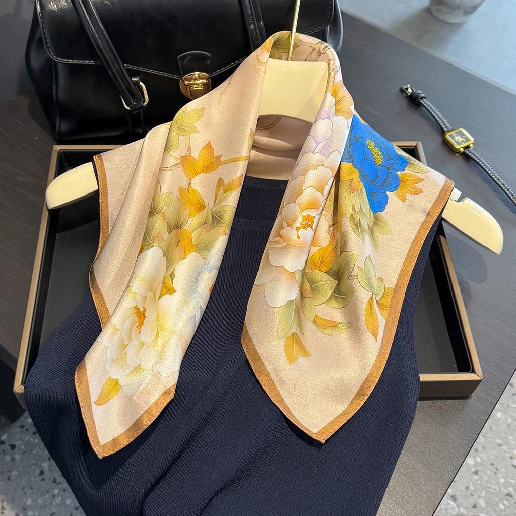 New 100% Natural Real Silk Scarf Women Bandana Square Scarves Wrap Kerchief Mulberry Fashion Luxury High Quality Hijab Sjaal