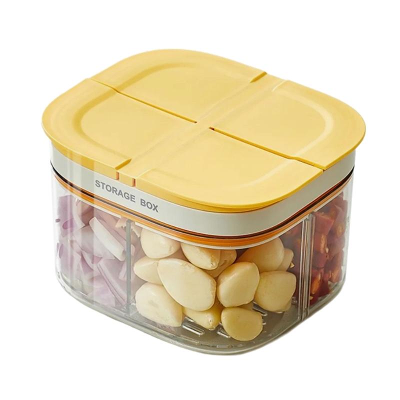 

Stackable Divided Food Storage Bin With Removable Lid for Separating Produce Ingredients Leftovers Space Saving Designs жовтий
