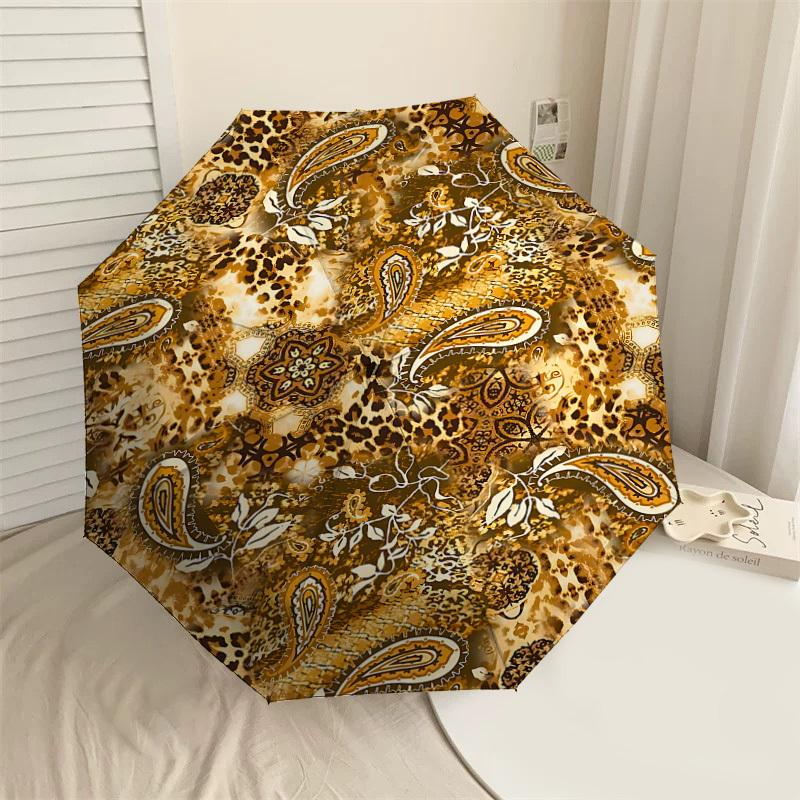 

1PC Paisley Leopard Umbrella-8-Rib Reinforced, Automatic Open, Lightweight & Durable, Cute Fashion Accessory for Outdoor-T189