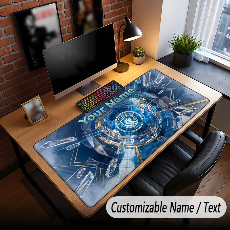 Large Mouse Pad Manchester City Print Custom Name Text Desk Mat for Office Gaming