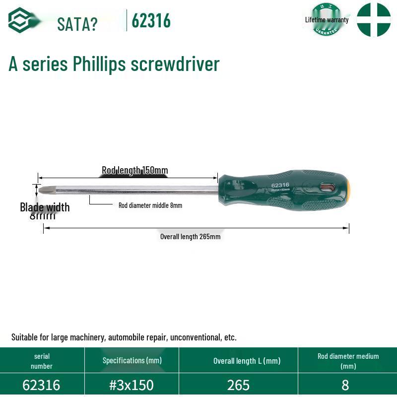 Sata Stubby Screwdriver Set: Phillips, Slotted, Flathead, Torx