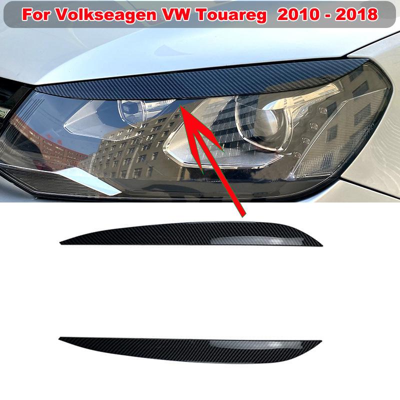 2010 To 2018 For Volkseagen VW Touareg Eyelid Front Headlight Cover Eyebrow Trim Sticker Head Lamp Hihg Quality ABS Glossy Black