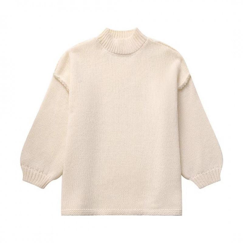 2024 Autumn/Winter Women's Stand-up Collar Knitted Sweater - American Blogger Style, Korean Version