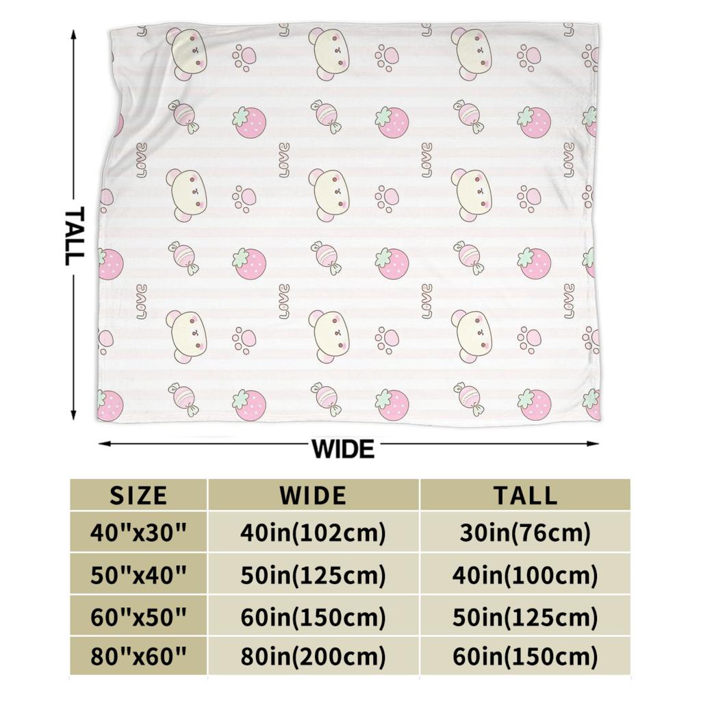 Rilakkuma Candy Strawberry Korilakkuma Blankets Flannel Throw Blanket Summer Air Conditioning Personalised Soft Warm Bedsprea,