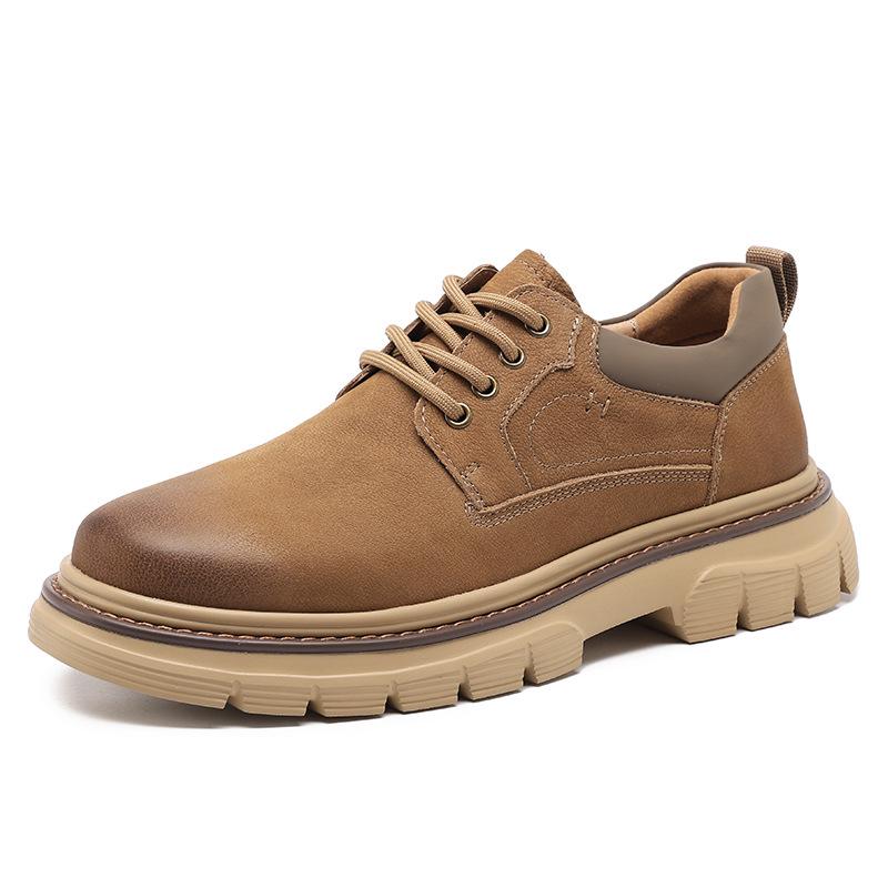 2025 Men's Genuine Leather Business Casual Shoes - Autumn British Style, Low-Top, Big Toe Design