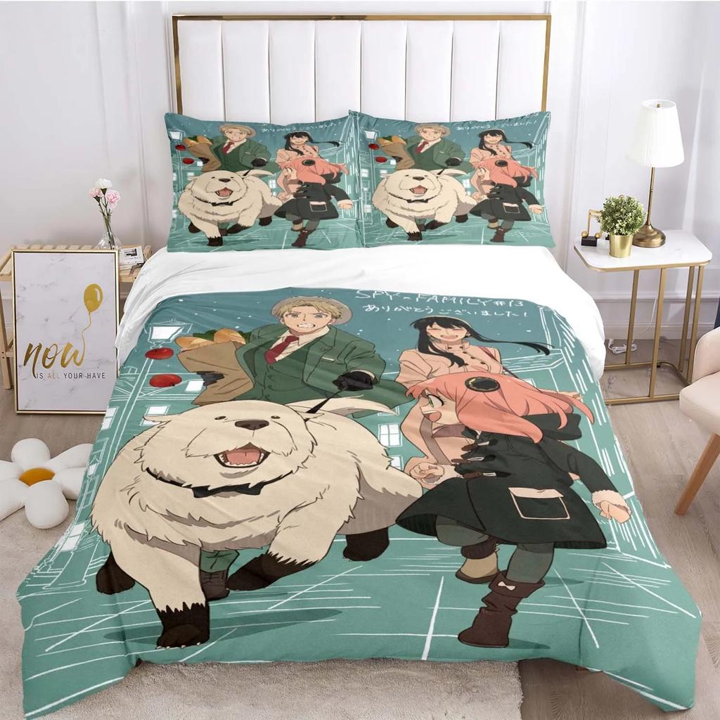 Cute spy x family Cartoon All Season Duvet Cover Comforter Bedding Set Soft Quilt Cover and Pillowcases Single/Double/Queen/King