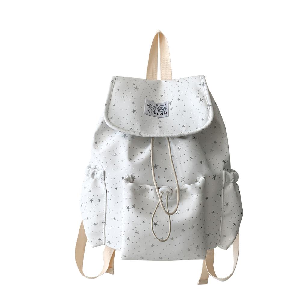 Schoolbag: Fresh and Cute Star-shaped School Bag, Korean Style INS Style Drawstring Drawstring Double Shoulder Bag, Girly Commuter Backpack