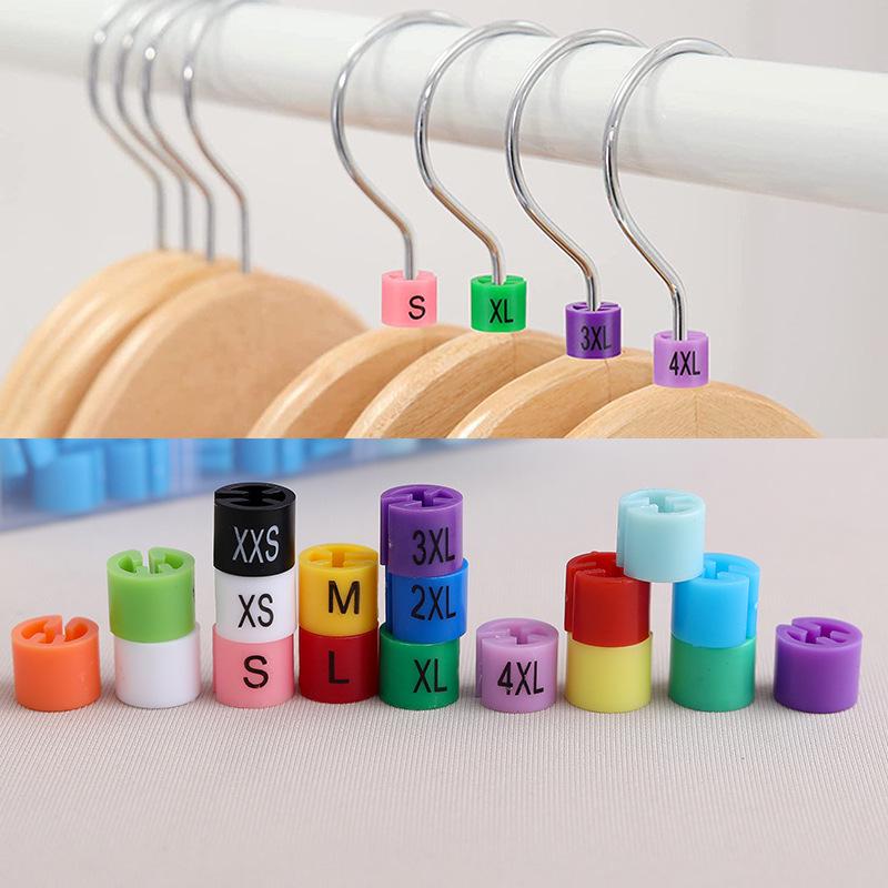 Colorful Custom Size Clips - PS Plastic Garment Hanger Rings with Letter Labels