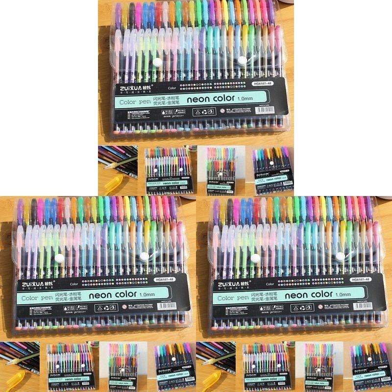 Grundläggande Färgmarkörset Med 48 Fluorescerande Pennor För Elevers Konstprojekt Och Klotter