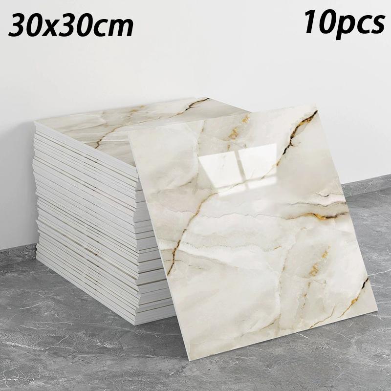 

10Pcs Marble Wallpaper Super Strong Adhesive Waterproof Sticker For Bathroom Kitchen Decor Design