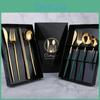 Steel Dinnerware Stainless Mirror 4pcs Polished Cutlery Set With Gift Box For Festival Dinner Knife Fork Spoon Teaspoon