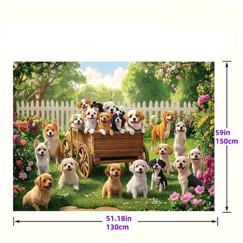 2D Garden Puppy Family Background Cloth Happy Dogs Party Decoration